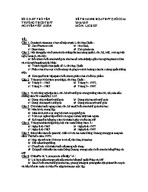 Đề thi thử THPT quốc gia môn Lịch sử - Năm học 2016-2017 - Trường THPT Nguyễn Viết Xuân